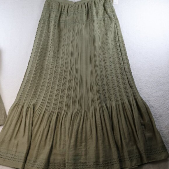 Talbots Maxi/Prairie Skirt (4) and Short Sleeve Shirt (M) Moss Green NWT - Picture 7 of 13